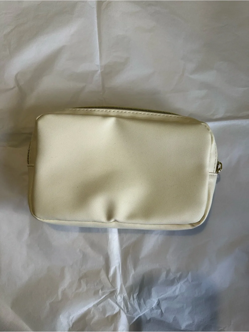 Cream Women's Zip Pouch Bag with Gold Hardware